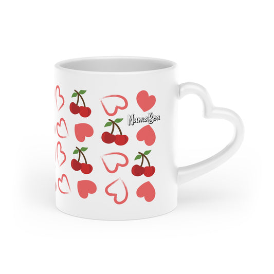 Heart Shaped Mug Cherry & Hearts